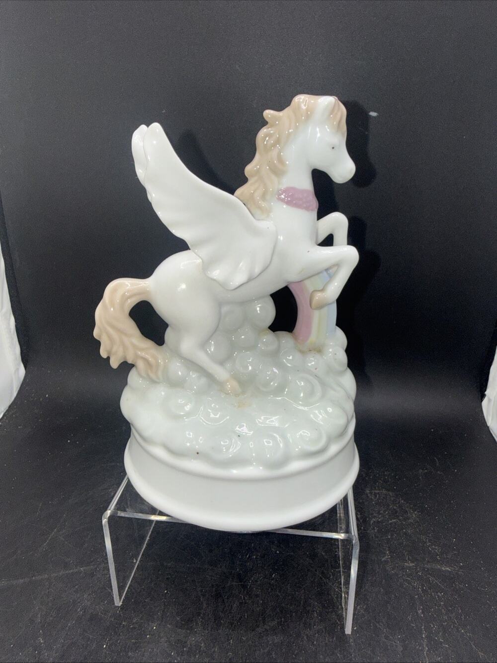 Vintage 1991 Summit Collection Pegasus Unicorn Rainbow Music Box Taiwan
